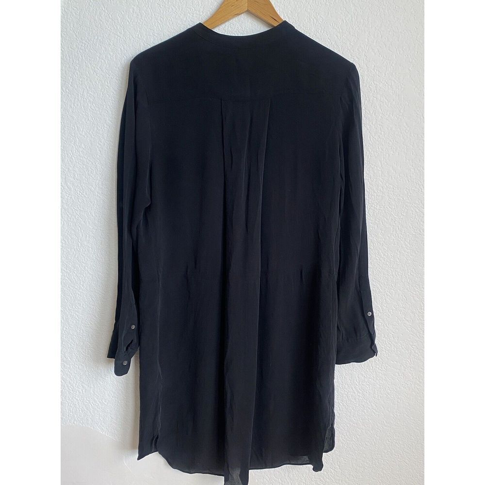 Wilfred Aritzia Women's M Bossut 100% SILK Shirt Dress Black Long Sleeve Button - Picture 5 of 10